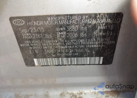 2016 Hyundai Elantra Se z USA, uszkodzony, nr VIN 5NPDH4AE4GH766676